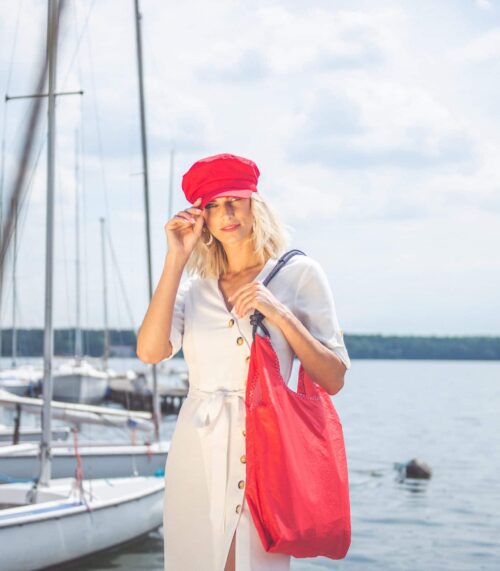 RED HANDBAG SEASHOPPER BEACH BAG SAILBAG ECO