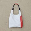 biała z czerwienią torebka seashopper torba z żagli damska torebka z żagli